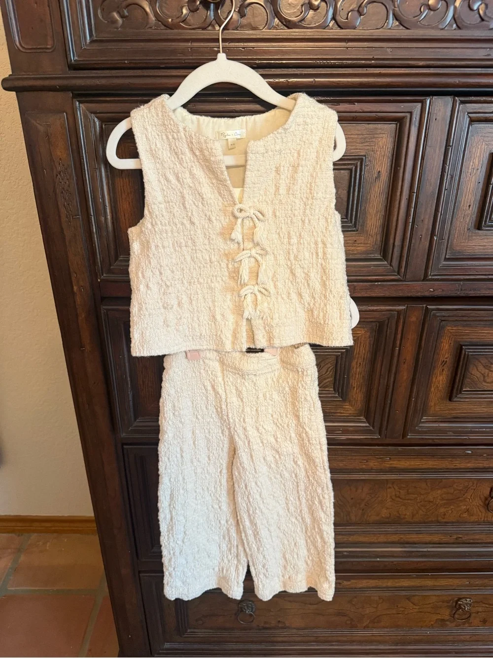 Rylee + Cru Cream tweed textured two-Piece Set